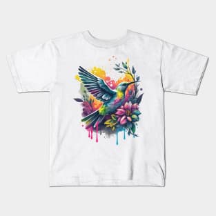 Colorful Tropical Bird design #1 Kids T-Shirt